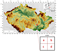 KFME network used for mapping species distribution in the Czech Republic