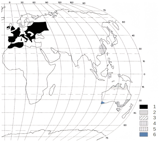 Recent distribution of Hygrobiidae species in the world