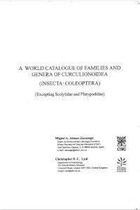 Cover of A World Catalogue of Families and Genera of Curculionoidea (Insecta: Coleoptera)