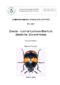 Cover of Check-list of Latvian Beetles (Insecta: Coleoptera)