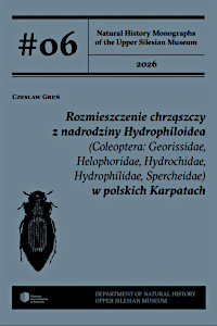 Obálka Rozmieszczenie chrząszczy z nadrodziny Hydrophiloidea (Coleoptera: Georissidae, Helophoridae, Hydrochidae, Hydrophilidae, Spercheidae) w polskich Karpatach