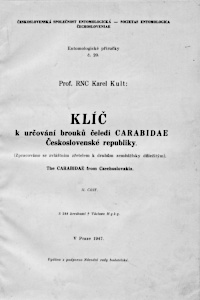 Cover of Klíč k určování brouků čeledi CARABIDAE Československé republiky