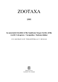 Cover of An annotated checklist of the handsome fungus beetles of the world (Coleoptera: Cucujoidea: Endomychidae)